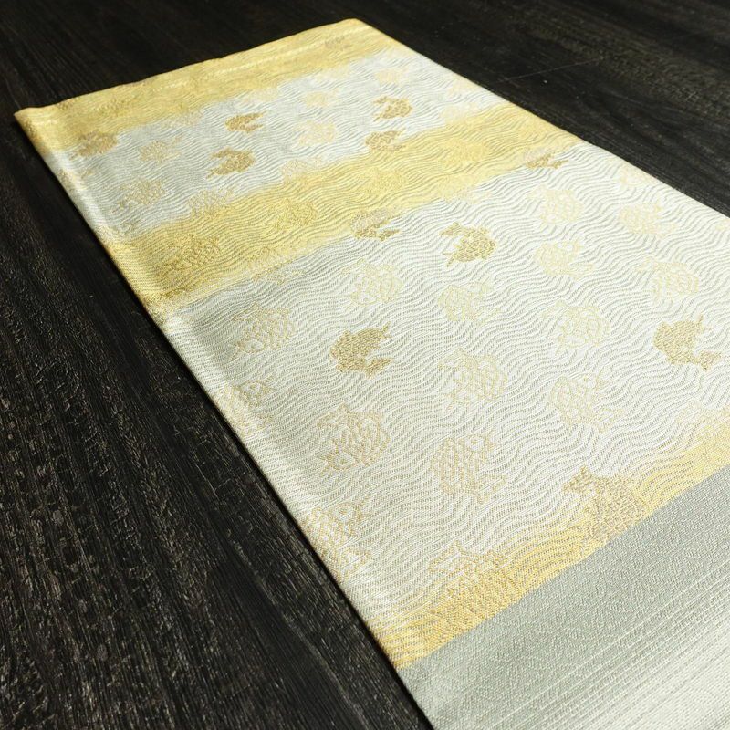 袋帯 六通柄 フォーマル用 正絹 人物・動物柄 金糸 帯 金・銀_画像18