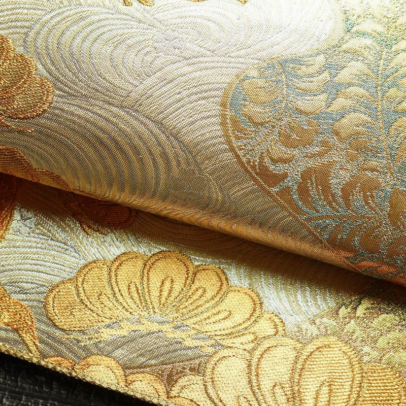 袋帯 六通柄 フォーマル用 正絹 古典柄 箔 金糸 御所車 帯 金・銀_画像7