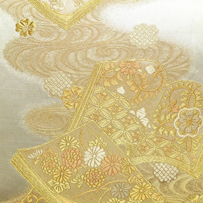 袋帯 六通柄 フォーマル用 正絹 古典柄 箔 金糸 帯 金・銀_画像2