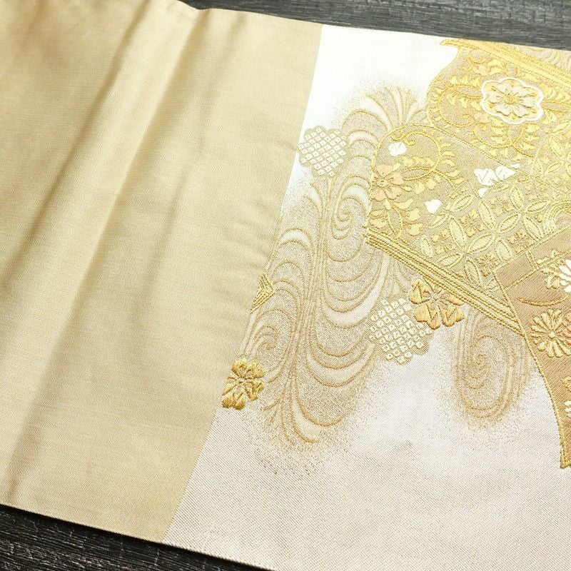 袋帯 六通柄 フォーマル用 正絹 古典柄 箔 金糸 帯 金・銀_画像17