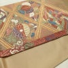 袋帯 能衣彩菱文 六通柄 フォーマル用 正絹 幾何学柄・抽象柄 刺繍 金糸 帯 黄・黄土色_画像10