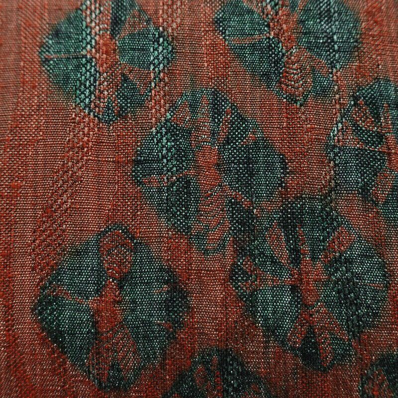 袋帯 太鼓柄 美品 絞り 一般用 正絹 古典柄 帯 小豆・エンジ_画像4