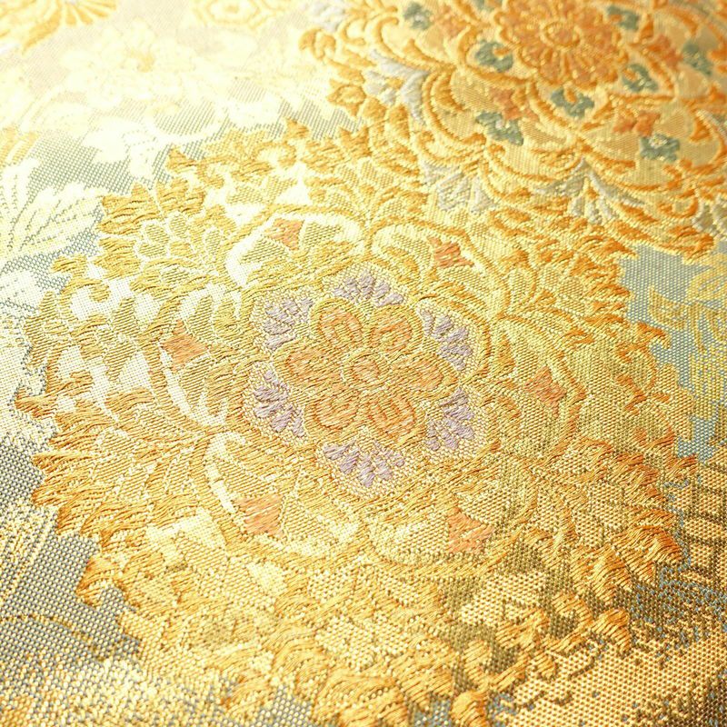 袋帯 六通柄 フォーマル用 正絹 幾何学柄・抽象柄 箔 帯 金・銀_画像3