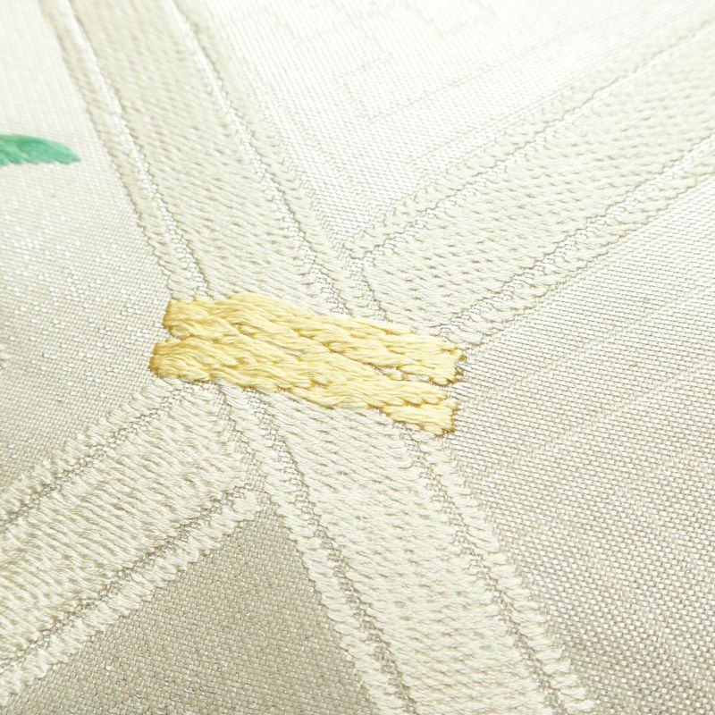 名古屋帯 太鼓柄 正絹 花柄 名古屋仕立て 帯 白_画像5