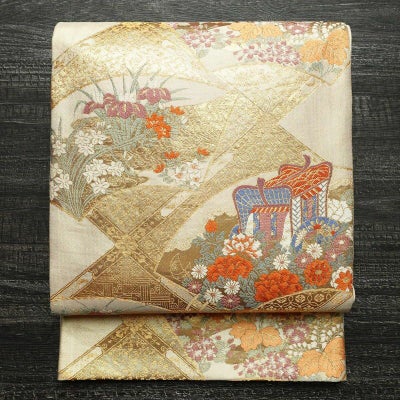 袋帯 六通柄 フォーマル用 正絹 古典柄 箔 金糸 帯 金・銀