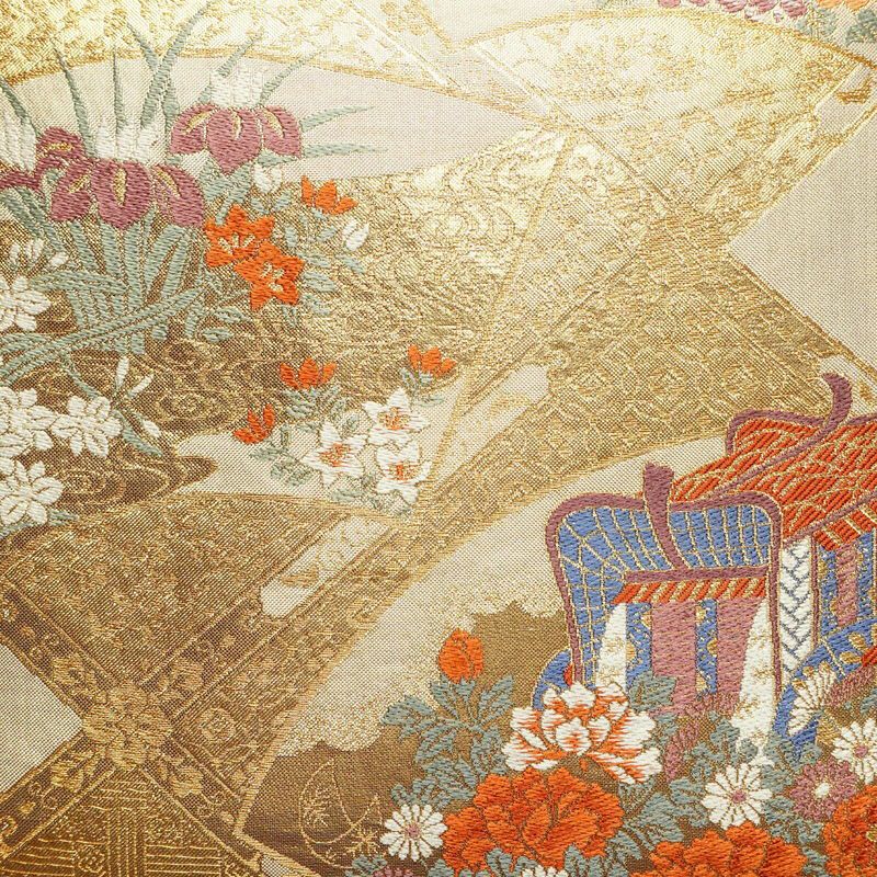 袋帯 六通柄 フォーマル用 正絹 古典柄 箔 金糸 帯 金・銀_画像2