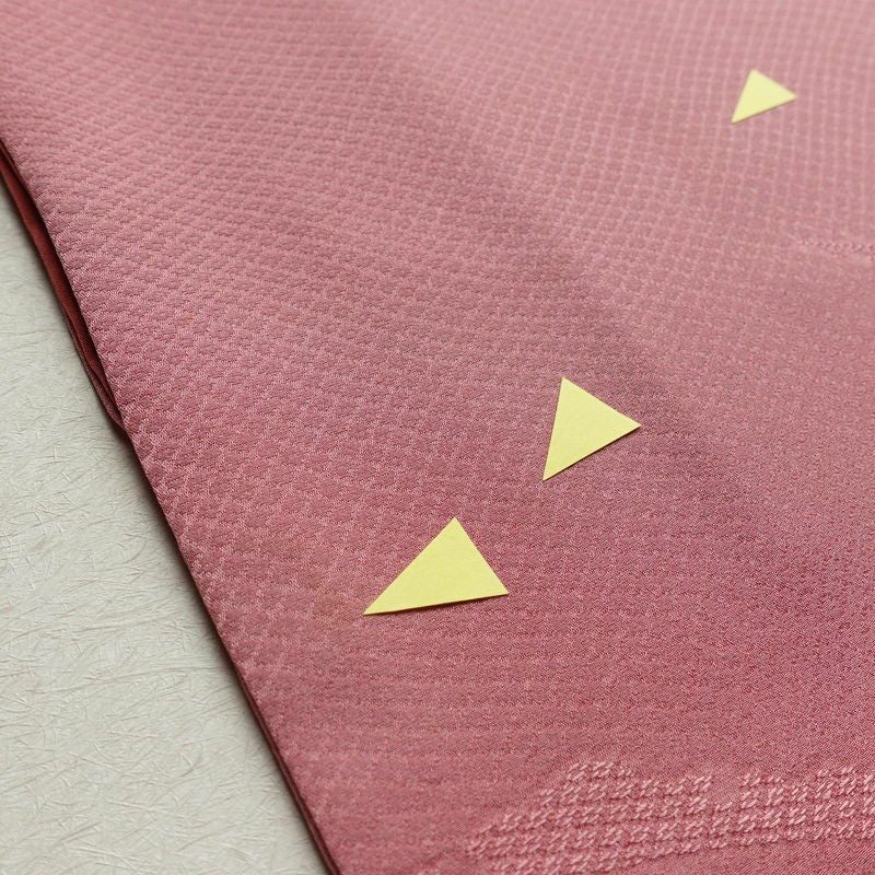 色無地 縮緬 一つ紋付き 正絹 古典柄 袷仕立て 身丈157.5cm 裄丈63.5cm フォーマル 着物 ピンク_画像14