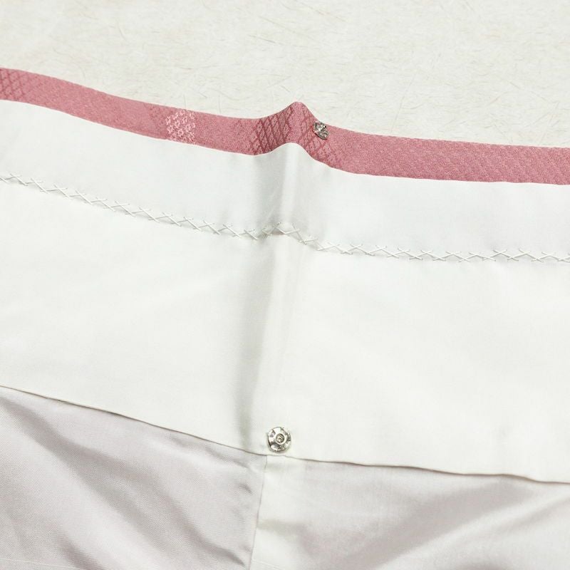 色無地 縮緬 一つ紋付き 正絹 古典柄 袷仕立て 身丈157.5cm 裄丈63.5cm フォーマル 着物 ピンク_画像18