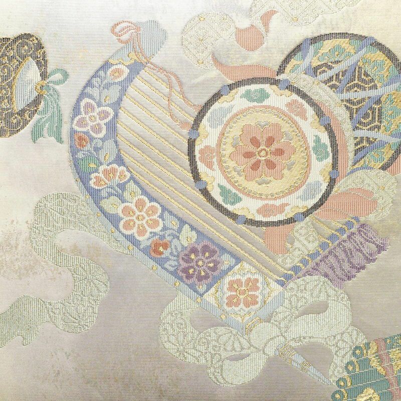 袋帯 六通柄 良品 フォーマル用 正絹 古典柄 箔 金糸 帯 多色使い_画像2