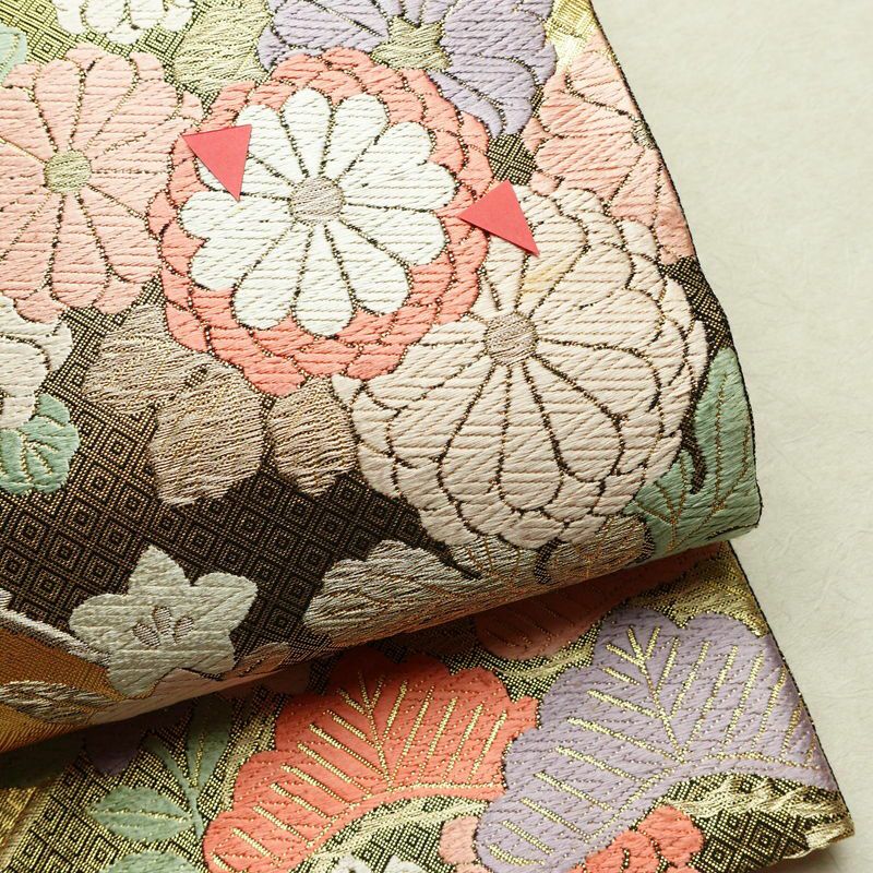 袋帯 六通柄 フォーマル用 正絹 花柄 箔 金糸 帯 金・銀_画像7