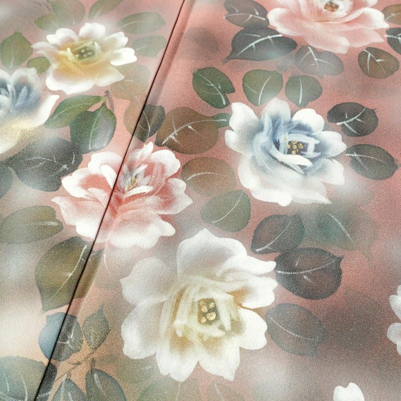 付け下げ 正絹 花柄 袷仕立て 身丈168.5cm 裄丈68cm 箔 フォーマル 着物 ピンク_画像6