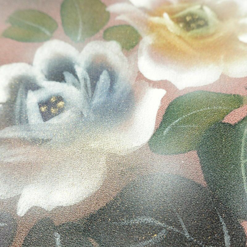 付け下げ 正絹 花柄 袷仕立て 身丈168.5cm 裄丈68cm 箔 フォーマル 着物 ピンク_画像8