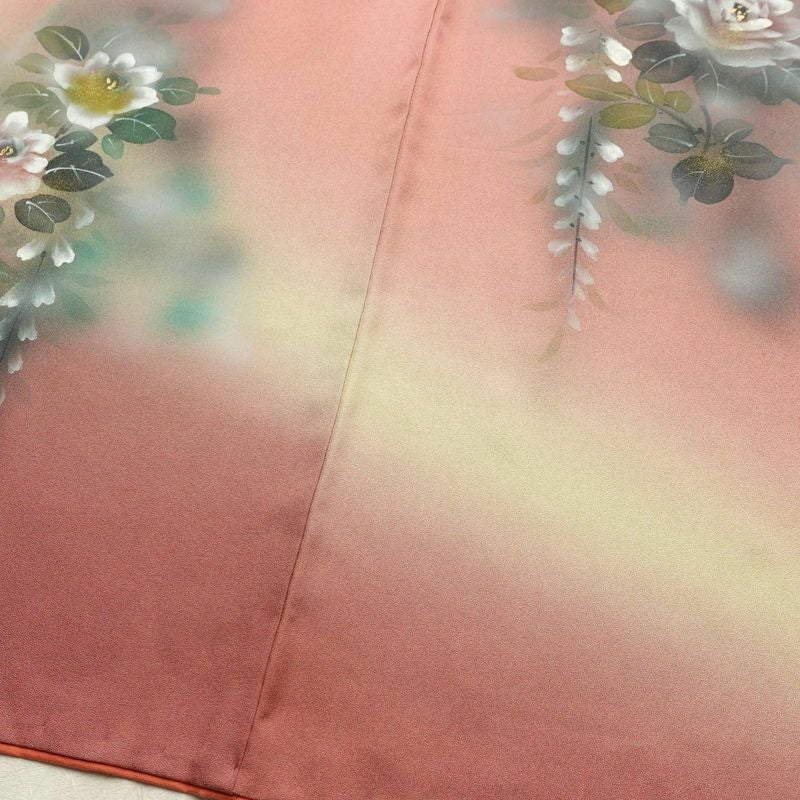 付け下げ 正絹 花柄 袷仕立て 身丈168.5cm 裄丈68cm 箔 フォーマル 着物 ピンク_画像12