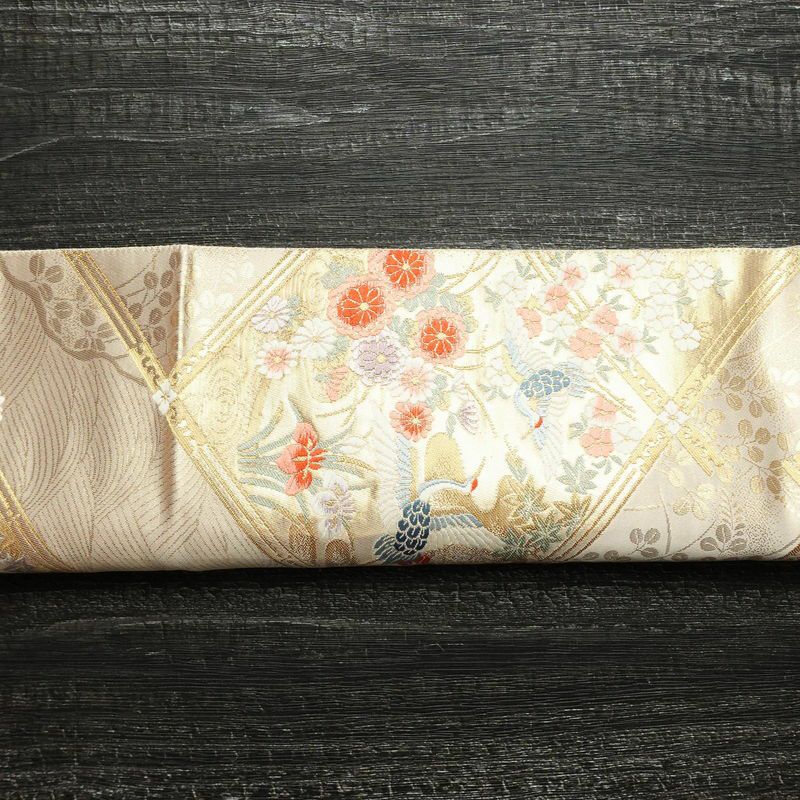 袋帯 六通柄 本金箔 フォーマル用 正絹 古典柄 箔 クリーム_画像13