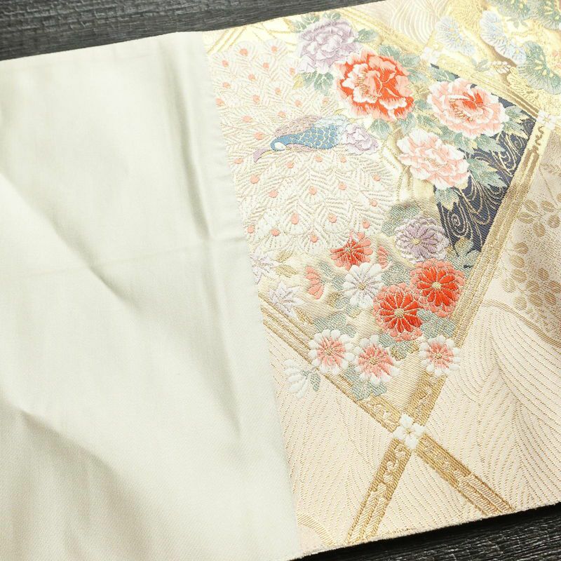 袋帯 六通柄 本金箔 フォーマル用 正絹 古典柄 箔 クリーム_画像15