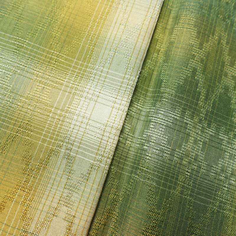 紬 正絹 縞柄・線柄 袷仕立て 身丈154cm 裄丈63cm 着物 緑・うぐいす色_画像8