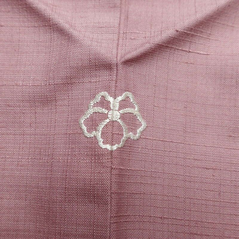 色無地 一つ紋付き 紬地 正絹 無地 袷仕立て 身丈159.5cm 裄丈65cm 着物 ピンク_画像11