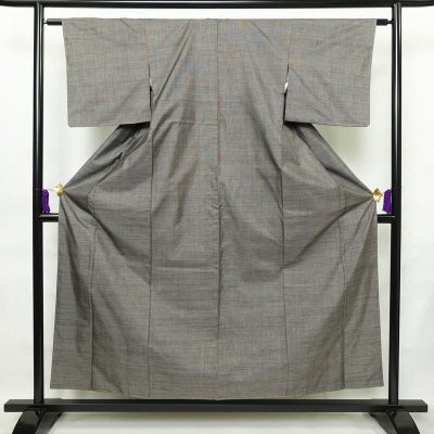 紬 良品 しつけ糸付き 正絹 その他の柄 袷仕立て 身丈156cm 裄丈62cm 着物 グレー