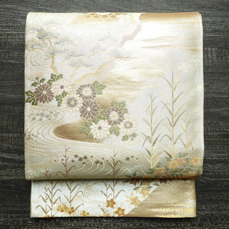 中古美品　振袖用　正絹　六通柄　袋帯　001 中古 袋帯 六通柄 良品 振袖用 正絹 古典柄 紫・藤色 : 和ころも