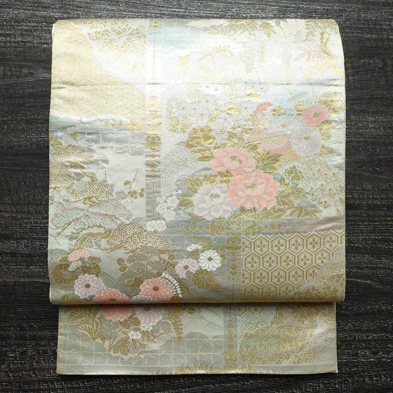 袋帯 純金二重箔 六通柄 フォーマル用 正絹 古典柄 箔 帯 金・銀_画像1