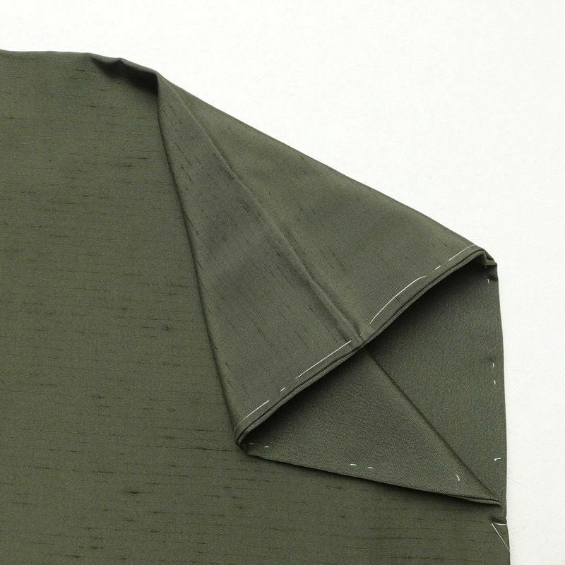 付け下げ 峰山和生 落款入り しつけ糸付き 正絹 木の葉・植物柄 袷仕立て 身丈158.5cm 裄丈64.5cm フォーマル 着物 緑・うぐいす色_画像17