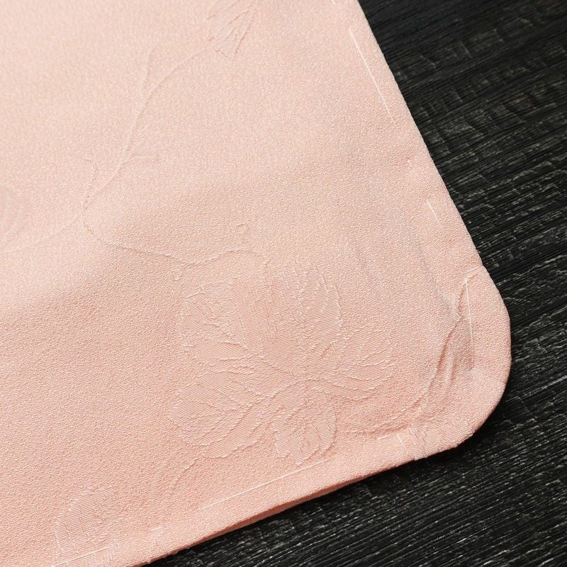 色無地 寿光織 良品 しつけ糸付き 正絹 木の葉・植物柄 袷仕立て 身丈158.5cm 裄丈63.5cm 着物 ピンク_画像14