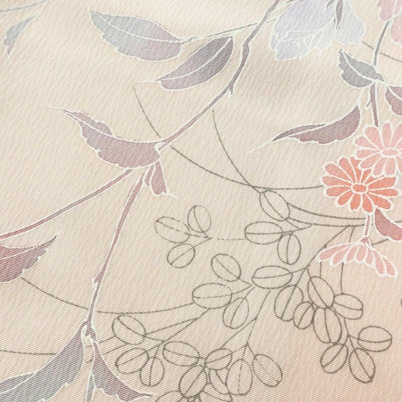 小紋 美品 しつけ糸付き 縮緬 正絹 花柄 袷仕立て 身丈159.5cm 裄丈63cm 着物 ピンク_画像7