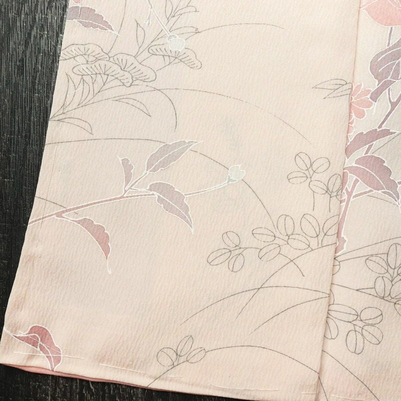 小紋 美品 しつけ糸付き 縮緬 正絹 花柄 袷仕立て 身丈159.5cm 裄丈63cm 着物 ピンク_画像12