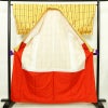 紬 しつけ糸付き ポリエステル チェック・格子柄 袷仕立て 身丈161cm 裄丈66.5cm 着物 黄・黄土色_画像3