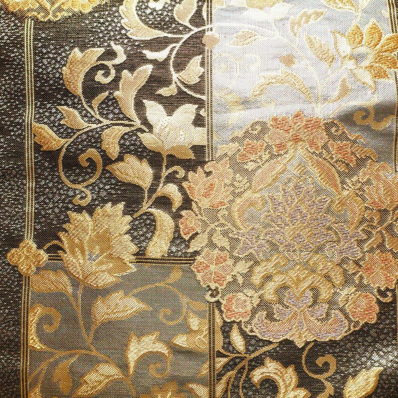 袋帯 六通柄 フォーマル用 正絹 木の葉・植物柄 箔 帯 金・銀_画像2