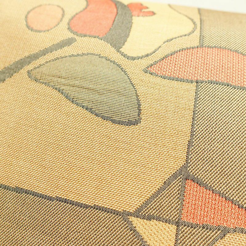 袋帯 明日香 六通柄 良品 一般用 正絹 花柄 帯 ベージュ_画像6