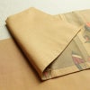 袋帯 明日香 六通柄 良品 一般用 正絹 花柄 帯 ベージュ_画像9