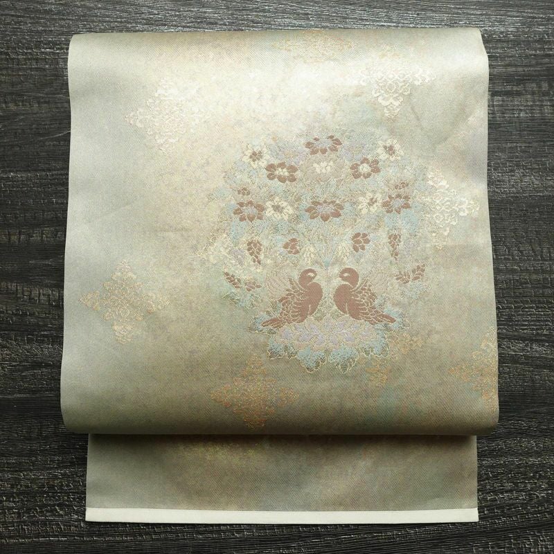 名古屋帯 太鼓柄 正絹 人物・動物柄 名古屋仕立て 箔 金糸 金・銀_画像1