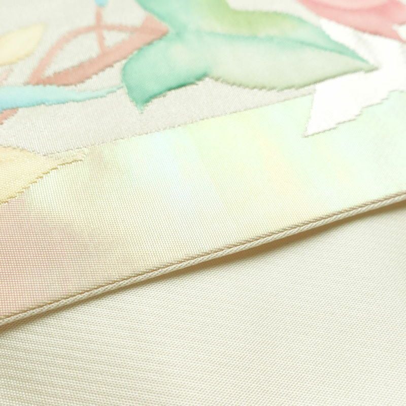 袋帯 太鼓柄 オーロラ箔 フォーマル用 正絹 花柄 箔 銀糸 ピンク_画像12