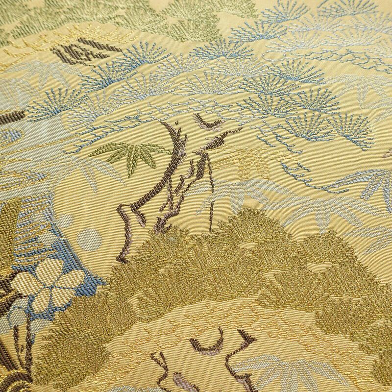 袋帯 六通柄 西陣織 証紙あり フォーマル用 正絹 古典柄 帯 茶屋ケ辻 黄・黄土色_画像3