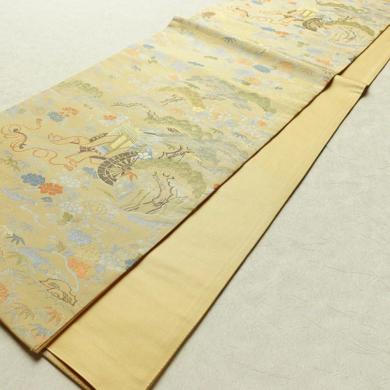 袋帯 六通柄 西陣織 証紙あり フォーマル用 正絹 古典柄 帯 茶屋ケ辻 黄・黄土色_画像7