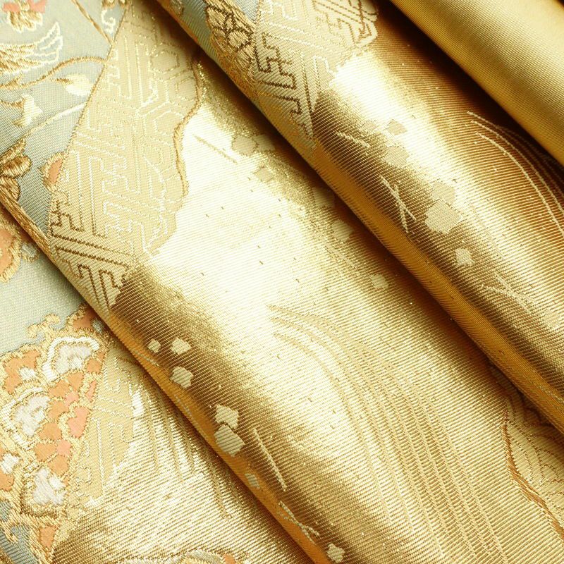 袋帯 六通柄 フォーマル用 正絹 幾何学柄・抽象柄 箔 帯 黄・黄土色_画像20