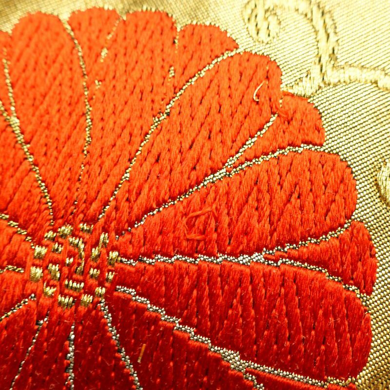 名古屋帯 太鼓柄 しつけ糸付き 正絹 古典柄 名古屋仕立て 箔 金糸 帯 黒_画像17