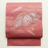 名古屋帯 太鼓柄 良品 ポリエステル 古典柄 名古屋仕立て 金糸 帯 扇子 ピンク_画像1