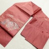 名古屋帯 太鼓柄 良品 ポリエステル 古典柄 名古屋仕立て 金糸 帯 扇子 ピンク_画像16