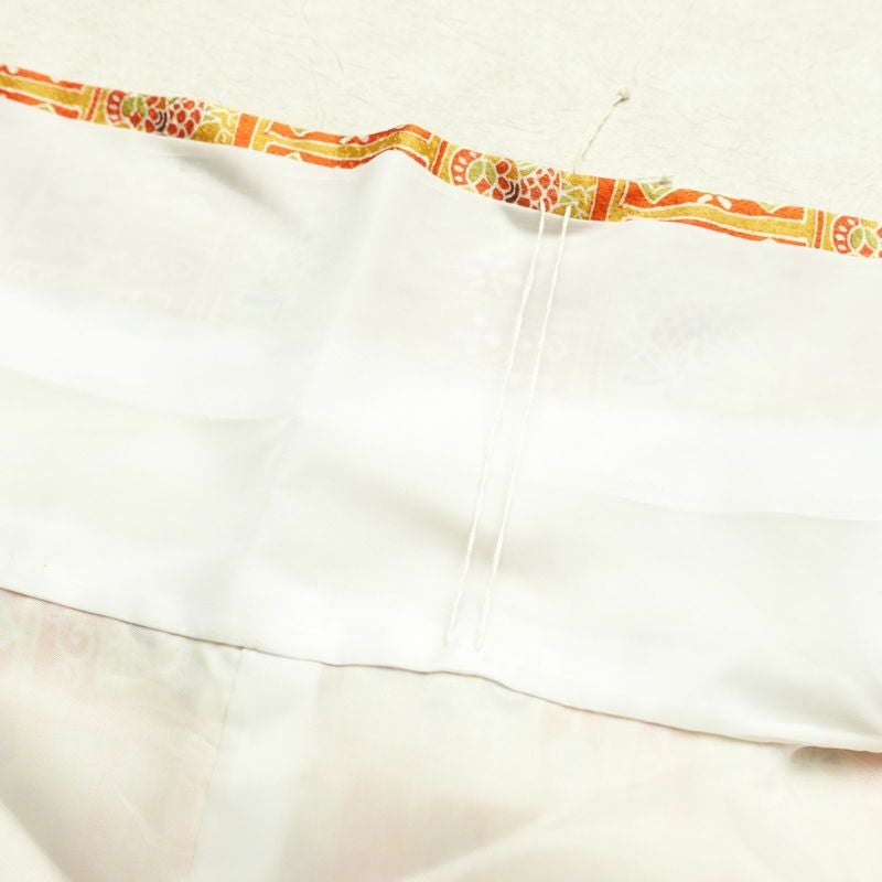 小紋 ポリエステル 幾何学柄・抽象柄 袷仕立て 身丈159cm 裄丈66.5cm 着物 橙_画像17