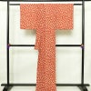 小紋 良品 縮緬 総柄 ポリエステル 花柄 袷仕立て 身丈164cm 裄丈64.5cm 着物 赤・朱_画像2