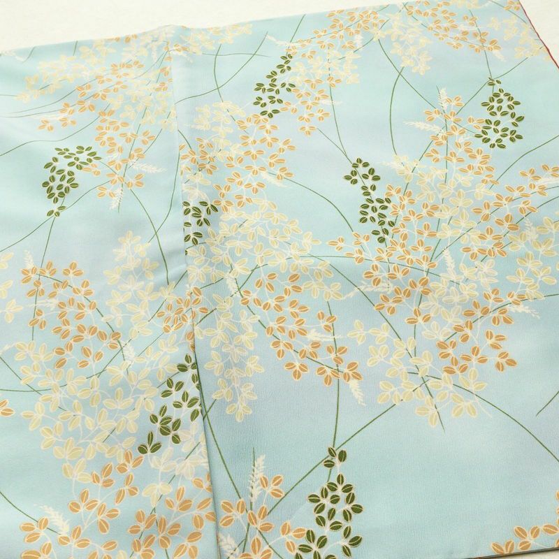 小紋 ポリエステル 木の葉・植物柄 袷仕立て 身丈164cm 裄丈66cm 着物 青・紺_画像13