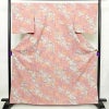 小紋 良品 ポリエステル 花柄 袷仕立て 身丈164.5cm 裄丈67.5cm 着物 ピンク_画像1