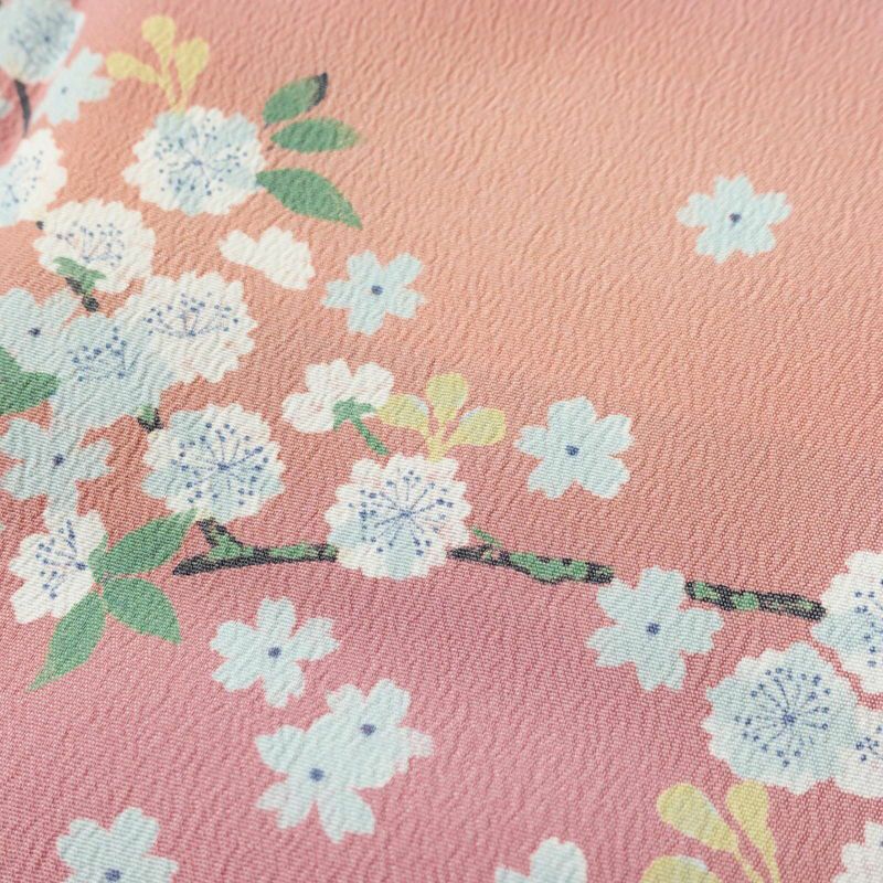 小紋 良品 ポリエステル 花柄 袷仕立て 身丈164.5cm 裄丈67.5cm 着物 ピンク_画像7
