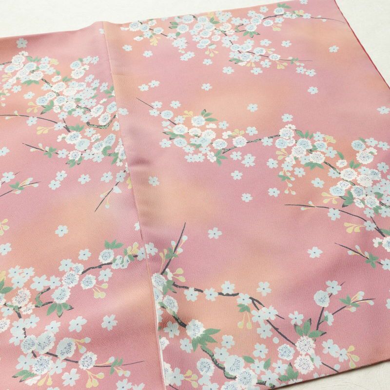 小紋 良品 ポリエステル 花柄 袷仕立て 身丈164.5cm 裄丈67.5cm 着物 ピンク_画像12