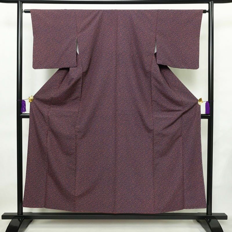 小紋 良品 総柄 ポリエステル 幾何学柄・抽象柄 袷仕立て 身丈154cm 裄丈63.5cm 着物 青・紺_画像1