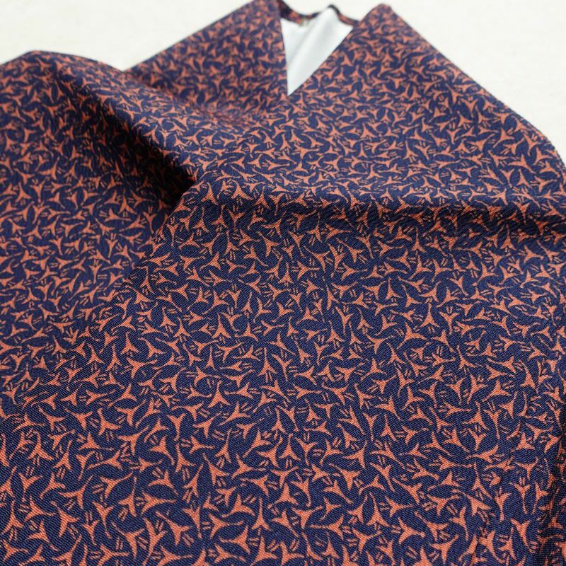 小紋 良品 総柄 ポリエステル 幾何学柄・抽象柄 袷仕立て 身丈154cm 裄丈63.5cm 着物 青・紺_画像16