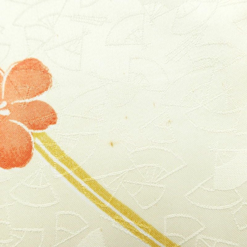 小紋 ポリエステル 花柄 袷仕立て 身丈153.5cm 裄丈64cm 着物 クリーム_画像12