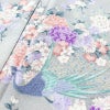 小紋 ポリエステル 花柄 袷仕立て 身丈159cm 裄丈65cm 着物 孔雀 グレー_画像6